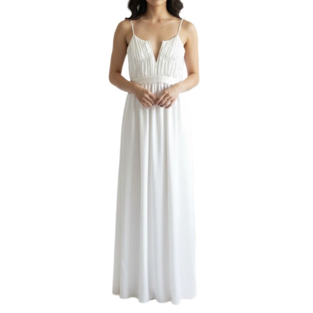 NWT Ramy Brook “Becky” satin corset gown in ivory  Size 0